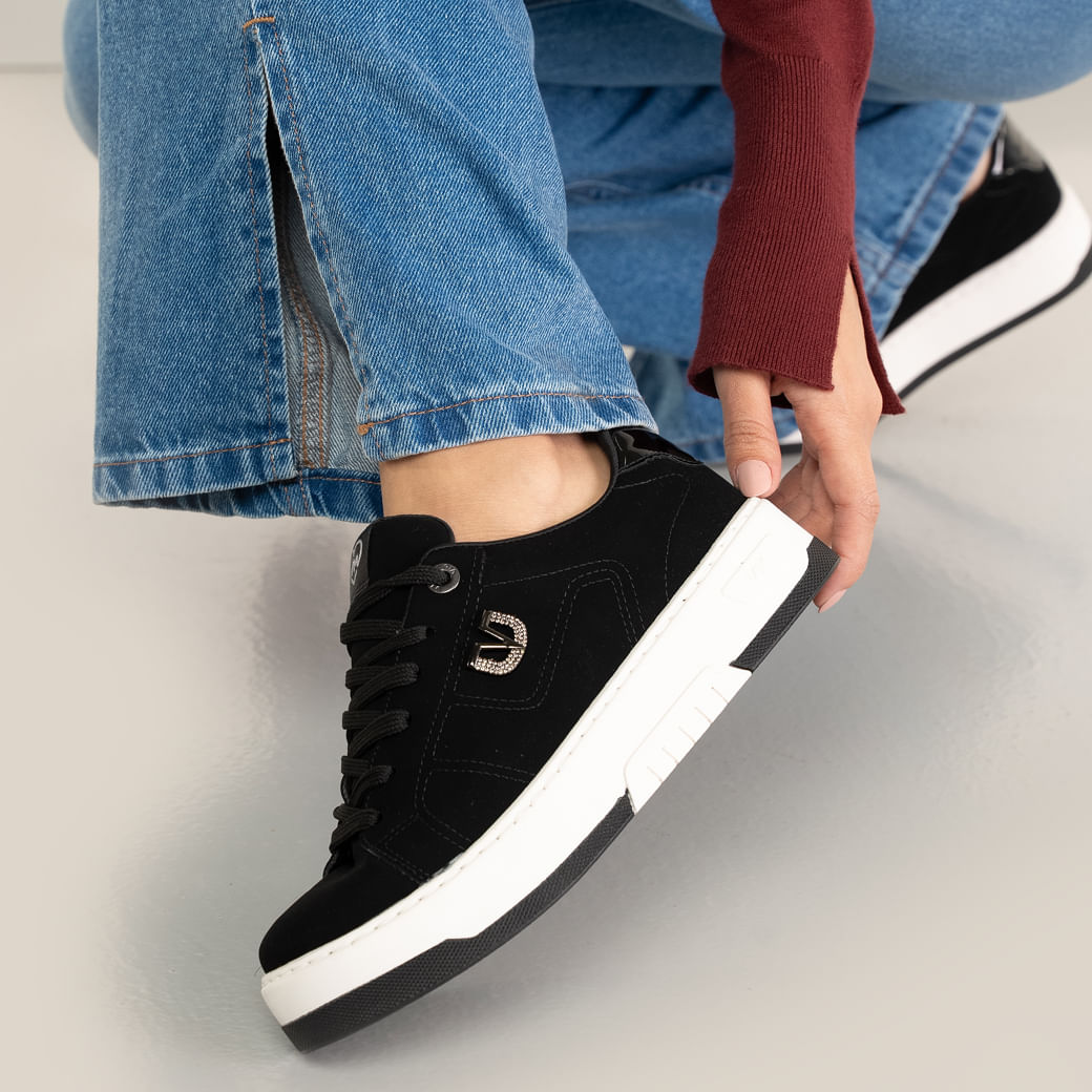 Tênis Via Marte Sapato Preto Com Listra Branca Tênis Via Marte