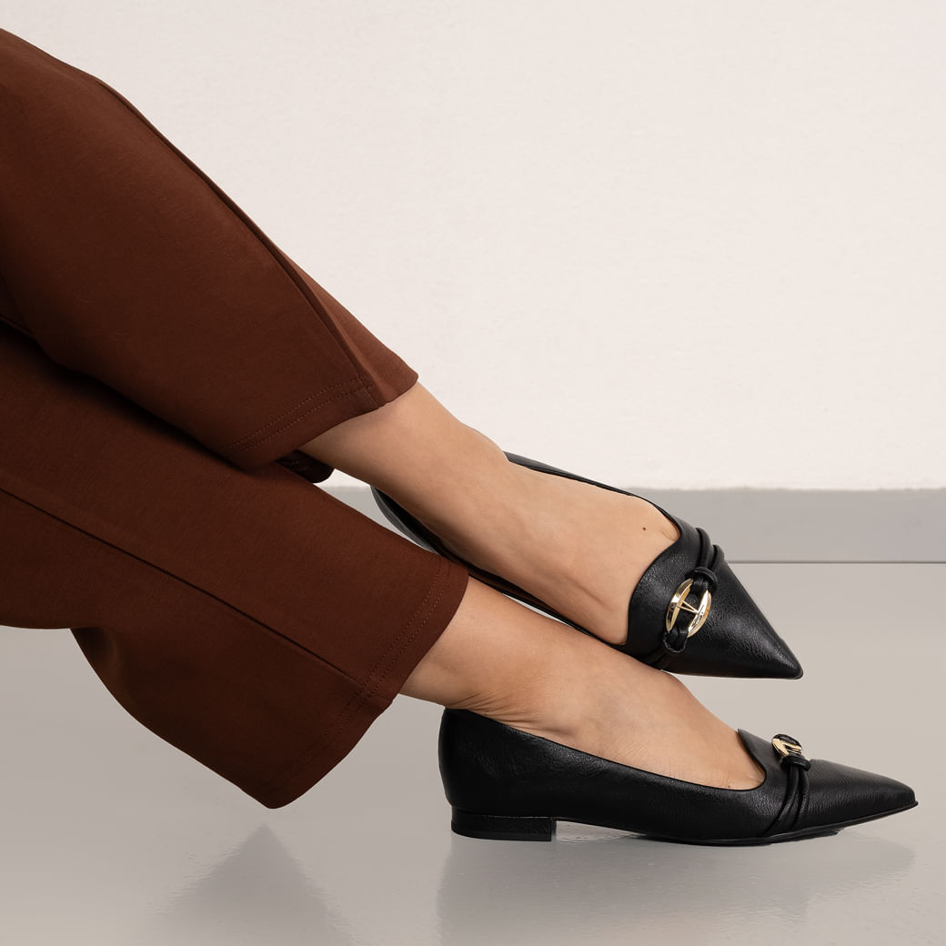 Sapatilha Vizzano Bico Fino Feminina Preto Conforto e Estilo Oscar