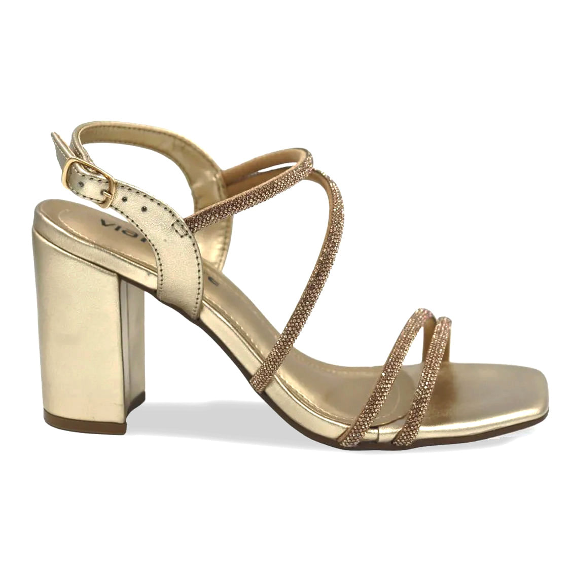 Sandália Via Marte Bico Quadrado Feminina Dourada
