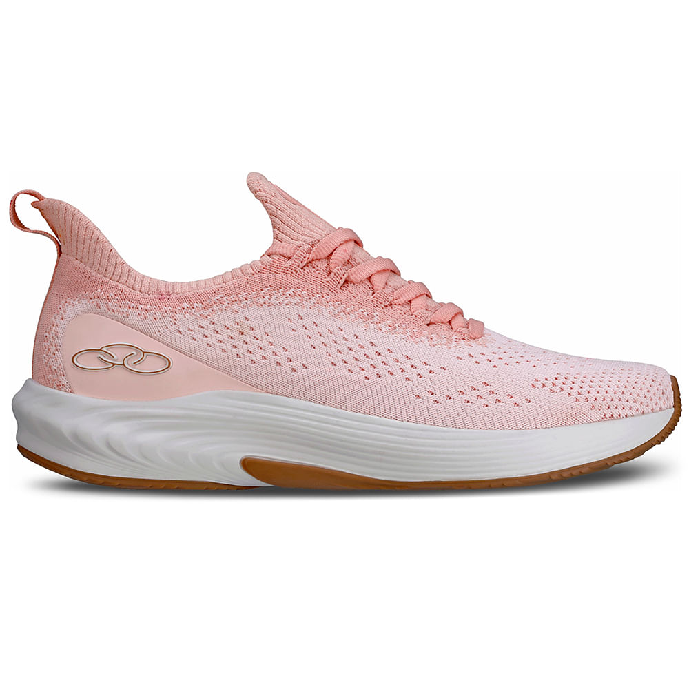 Tênis Olympikus Essential 3 feminino rosa com cabedal knit e solado antiderrapante para conforto