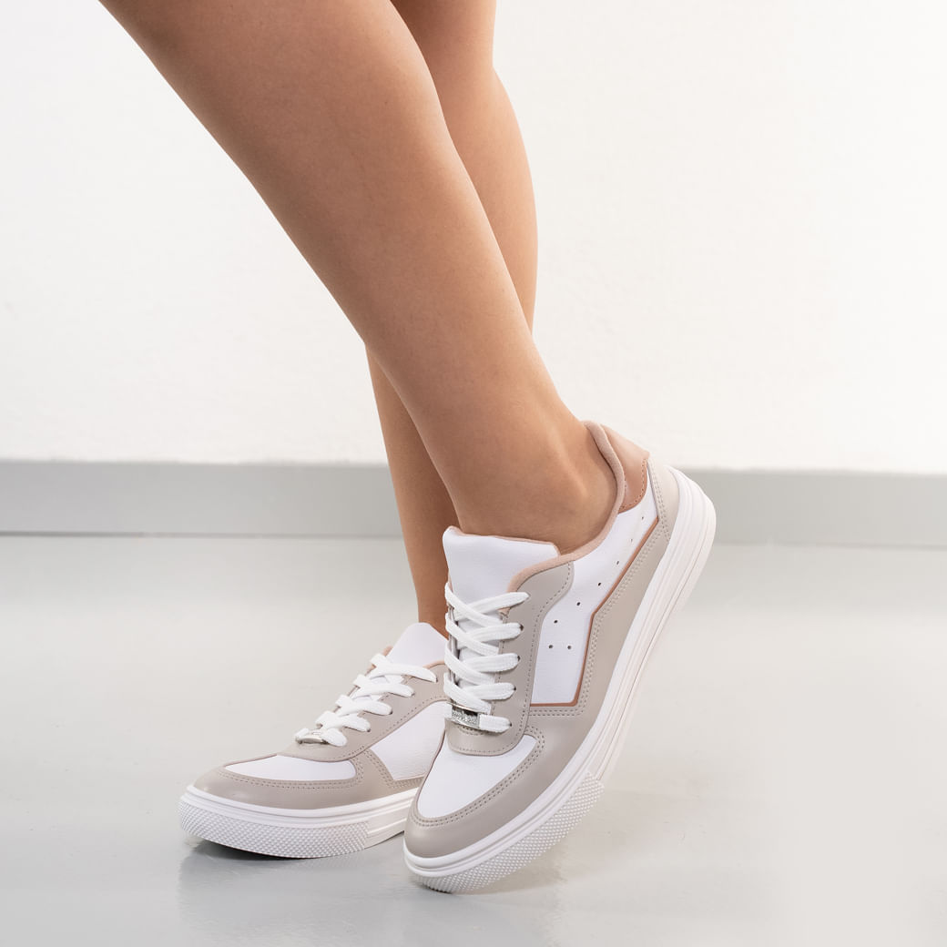 Tênis Moleca Floather Classic Feminino Bege Confortável Oscar