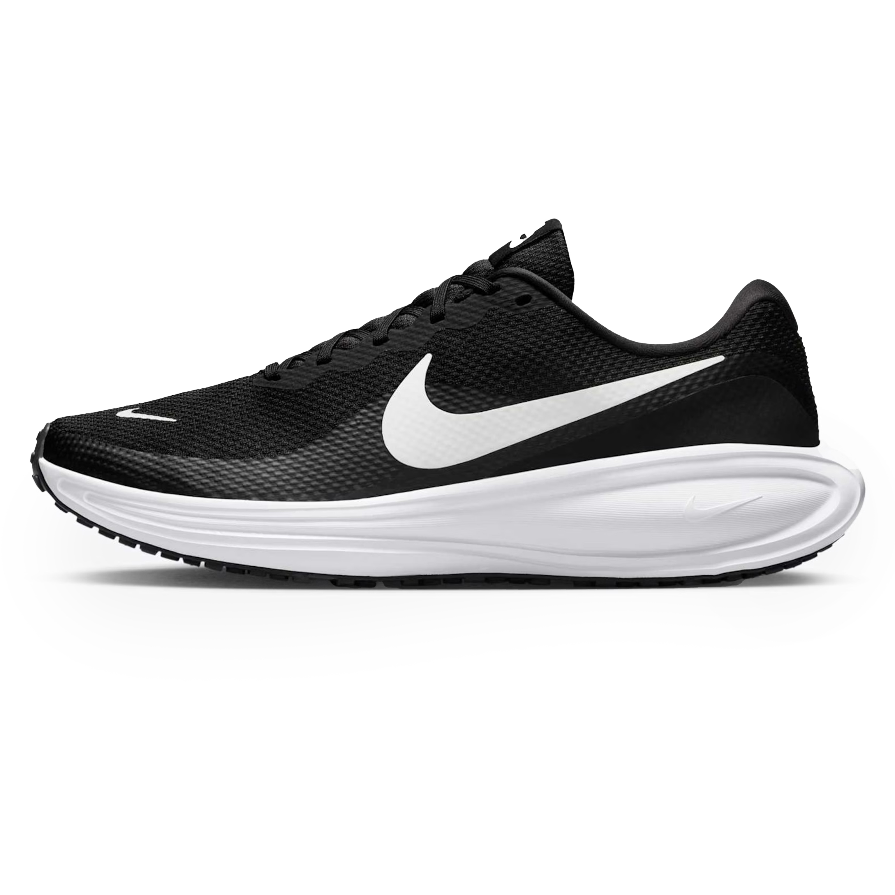 Tênis Nike Revolution 8 Masculino Preto vista lateral com textura no cabedal