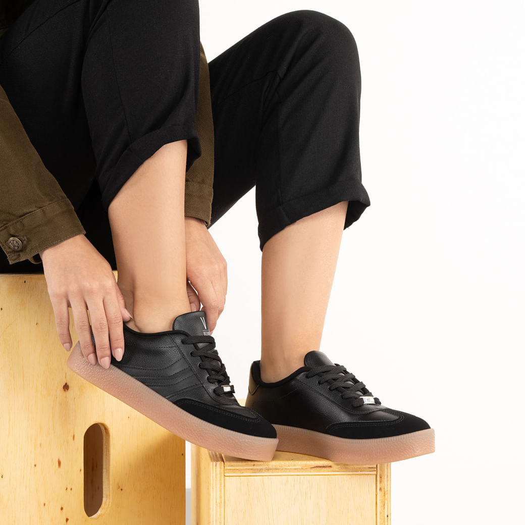 Tênis Vizzano Camurça Preto Casual Feminino Paquetá