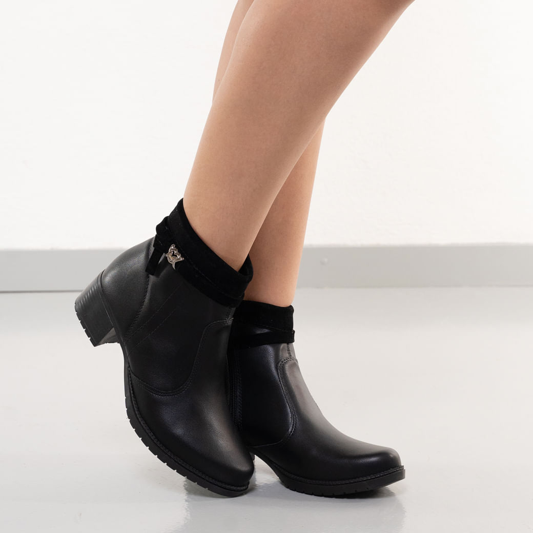 Bota Mississipi Cano Curto Feminina Preta Salto Bloco Oscar