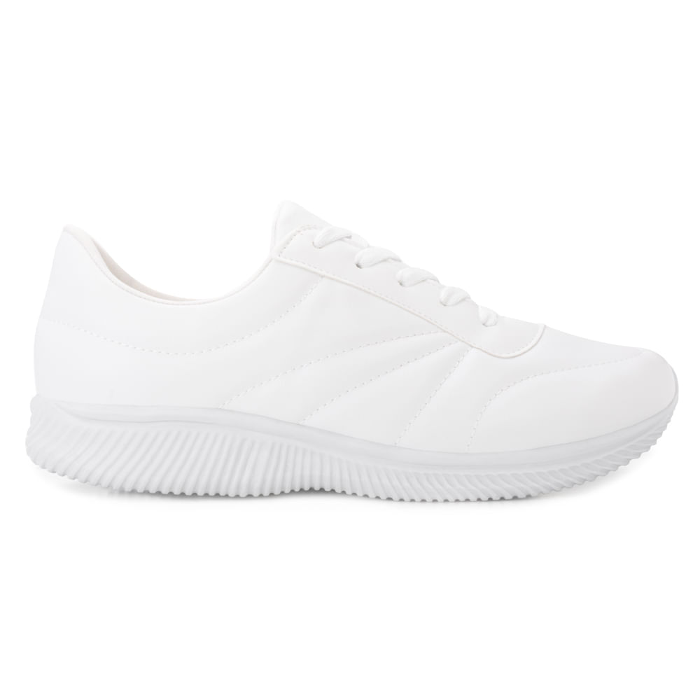 Tênis casual masculino branco vista lateral direita para ajuste e conforto