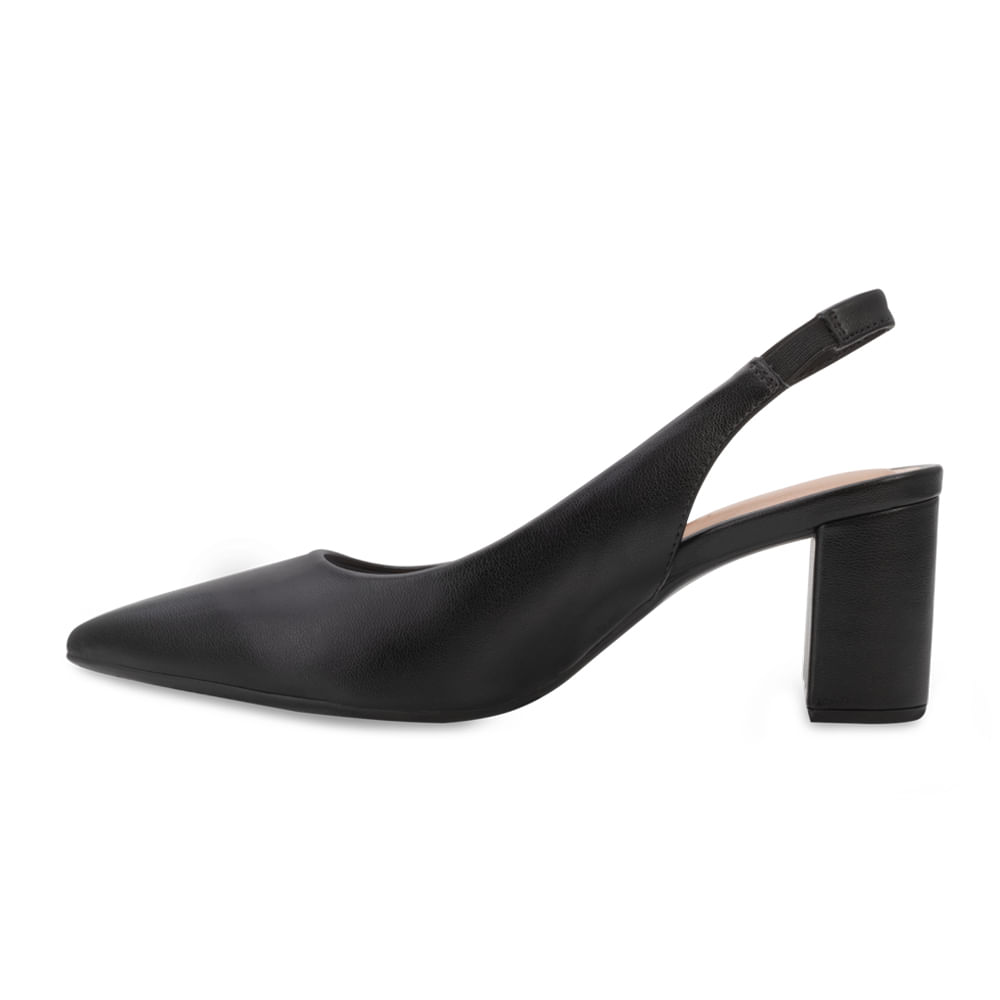 Sapato Beira Rio feminino preto vista lateral direita com tira slingback