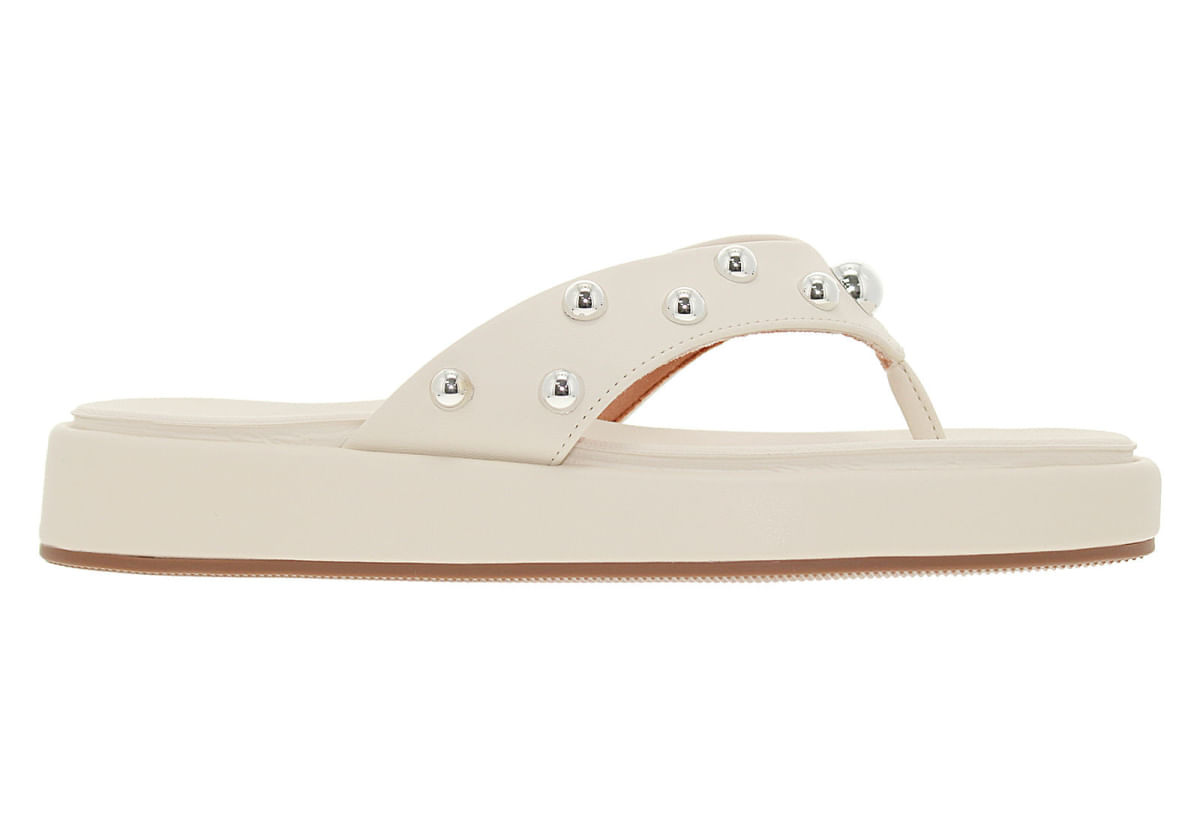 Tamanco Flatform Vizzano Apliques Feminino Off White Paquetá