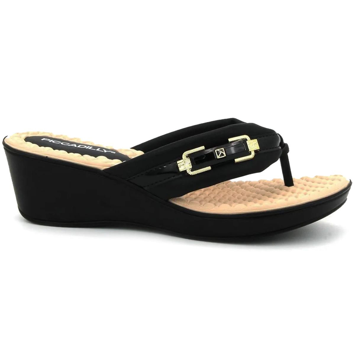 Tamanco Piccadilly Conforto Salto Anabela Feminino Preto Oscar