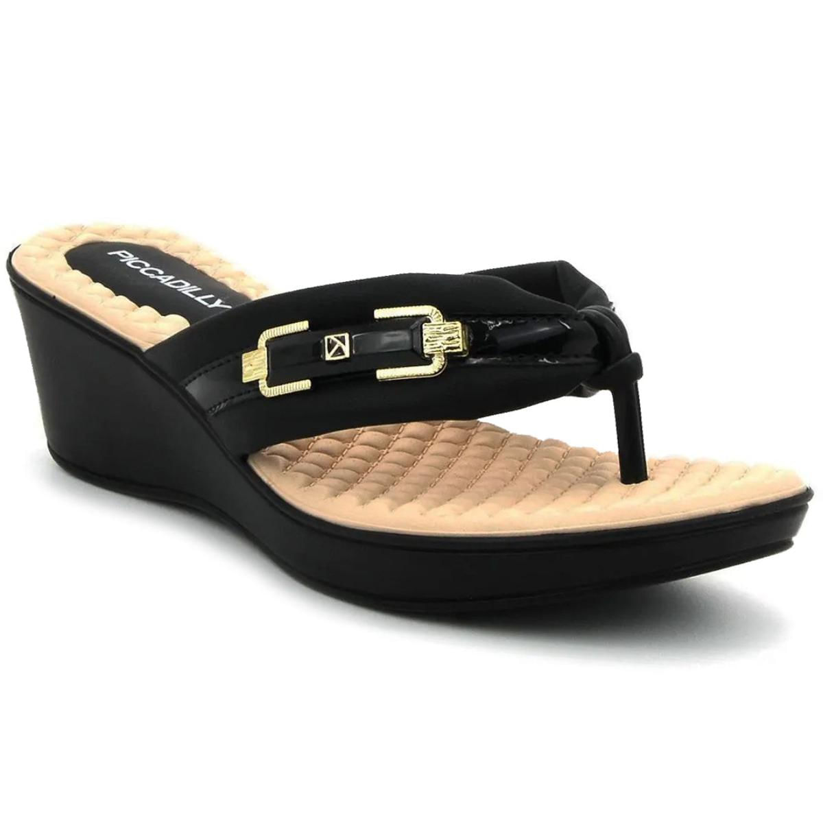 Tamanco Piccadilly Conforto Salto Anabela Feminino Preto Oscar