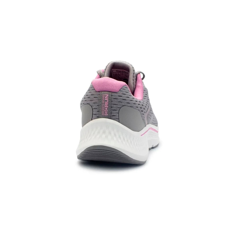 Tênis esportivo feminino Skechers Go Run Consistent 2.0 cor cinza visto de cima destacando design e conforto