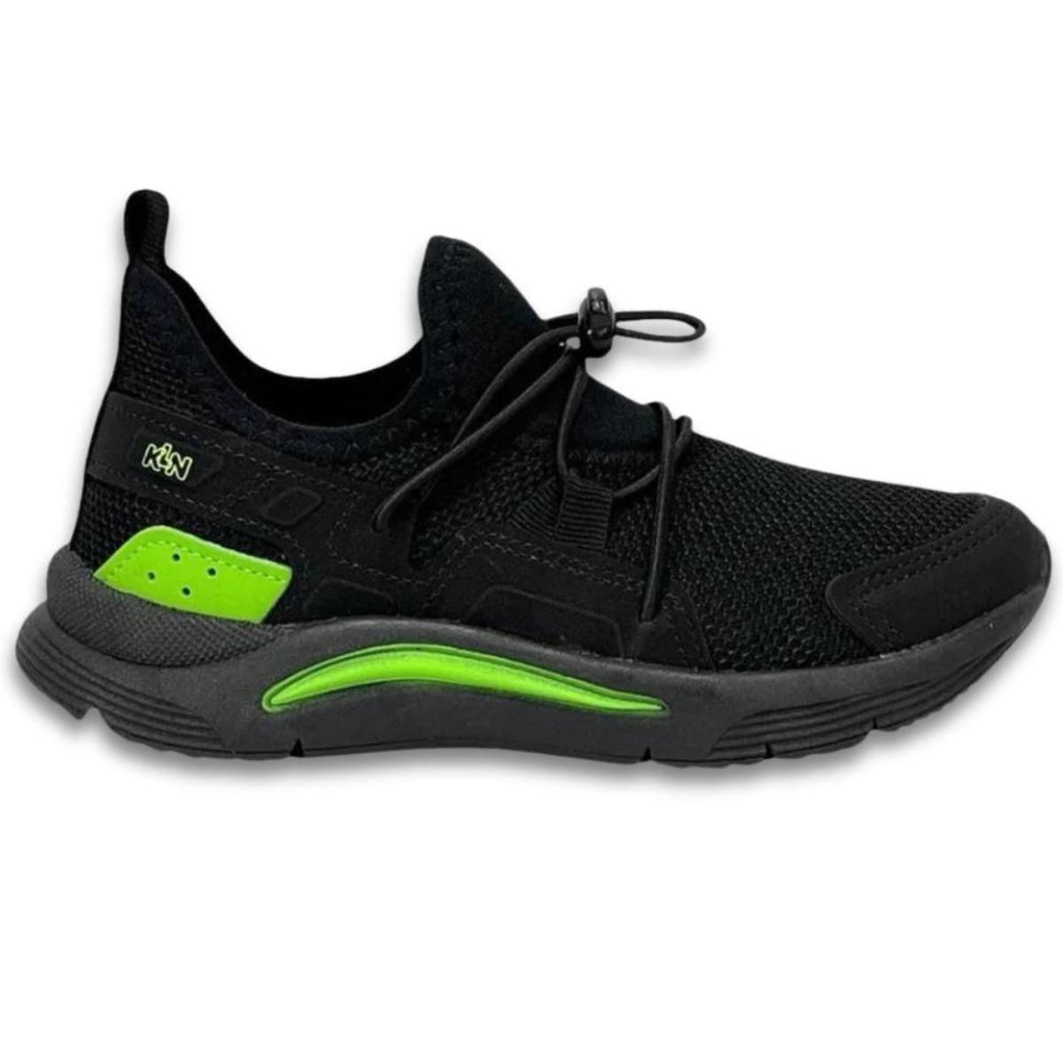 Tênis Infantil Klin New Sport Kids Menino Preto e Verde Paquetá