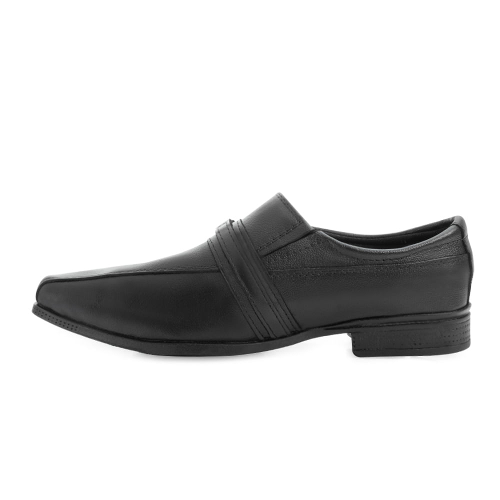 Sapato social masculino preto em couro sintético vista lateral direita