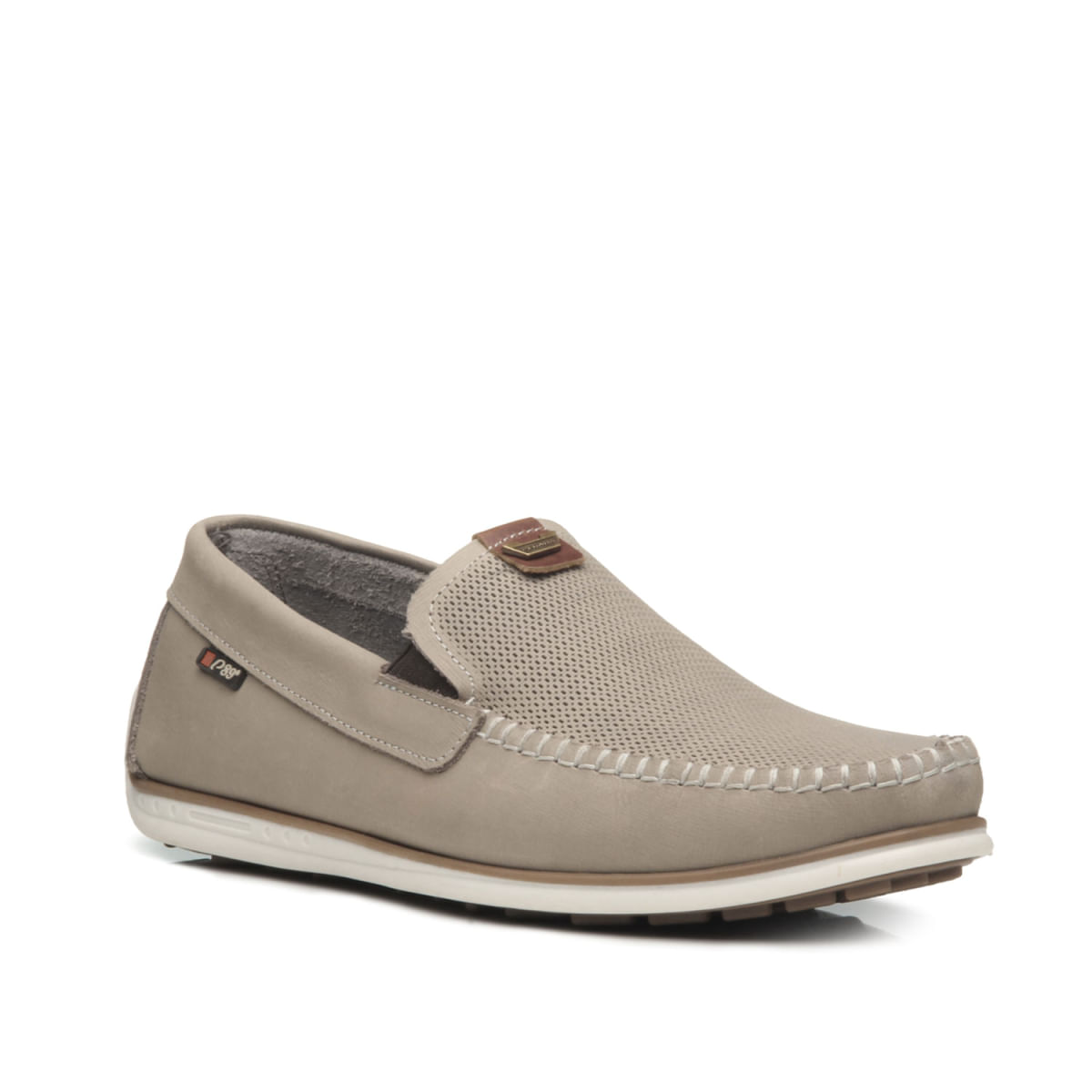 Mocassim Pegada Modern Style Couro Cinza Masculino em vista frontal para ajuste e conforto