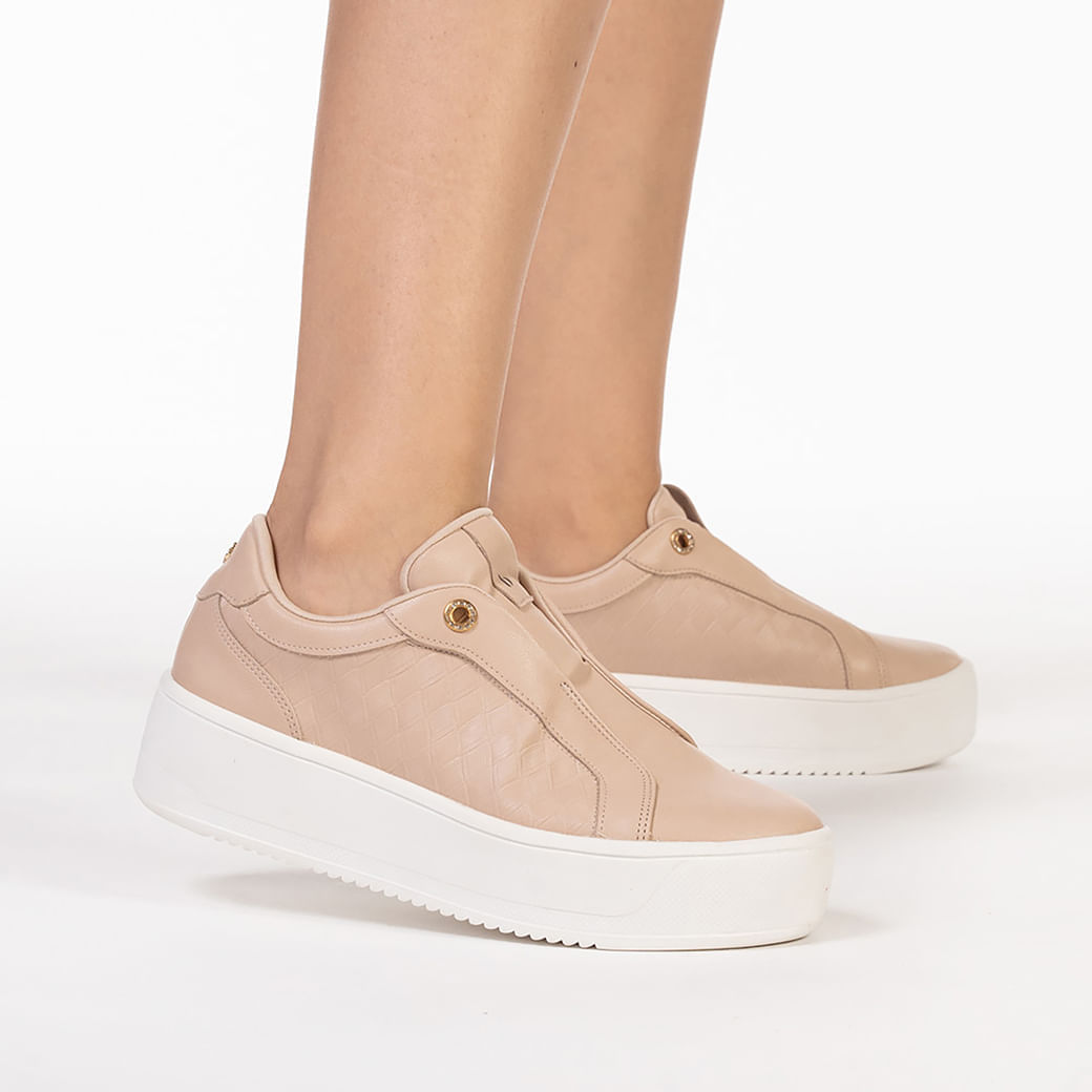 Slip On Tenis Feminino Casual Bege Tênis Feminino Casual Slip On