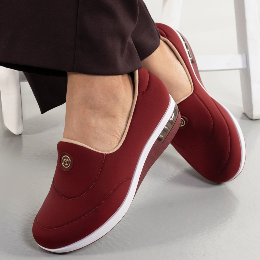 Tênis Modare Neoprene Feminino Vinho Slip On Confortável Oscar