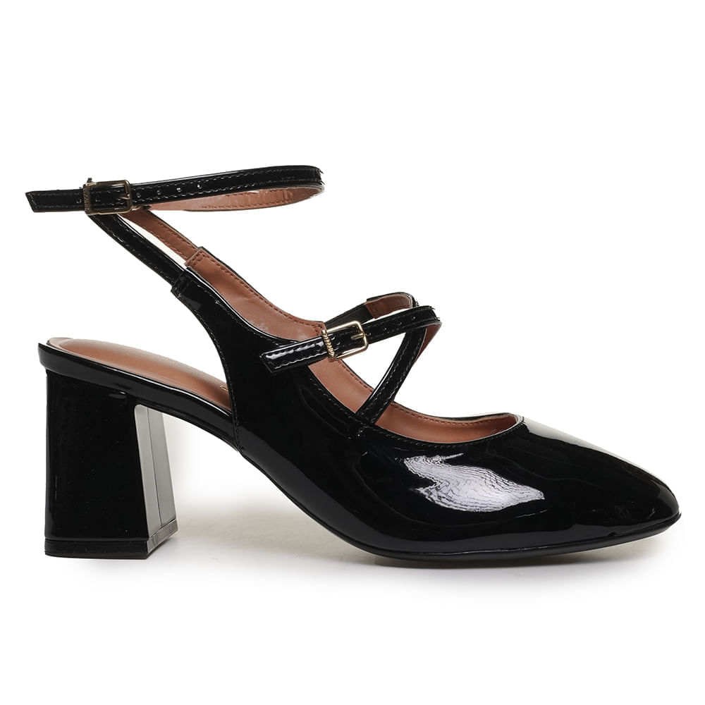 Sapato Vizzano Salto Grosso Clássico Feminino Preto Oscar