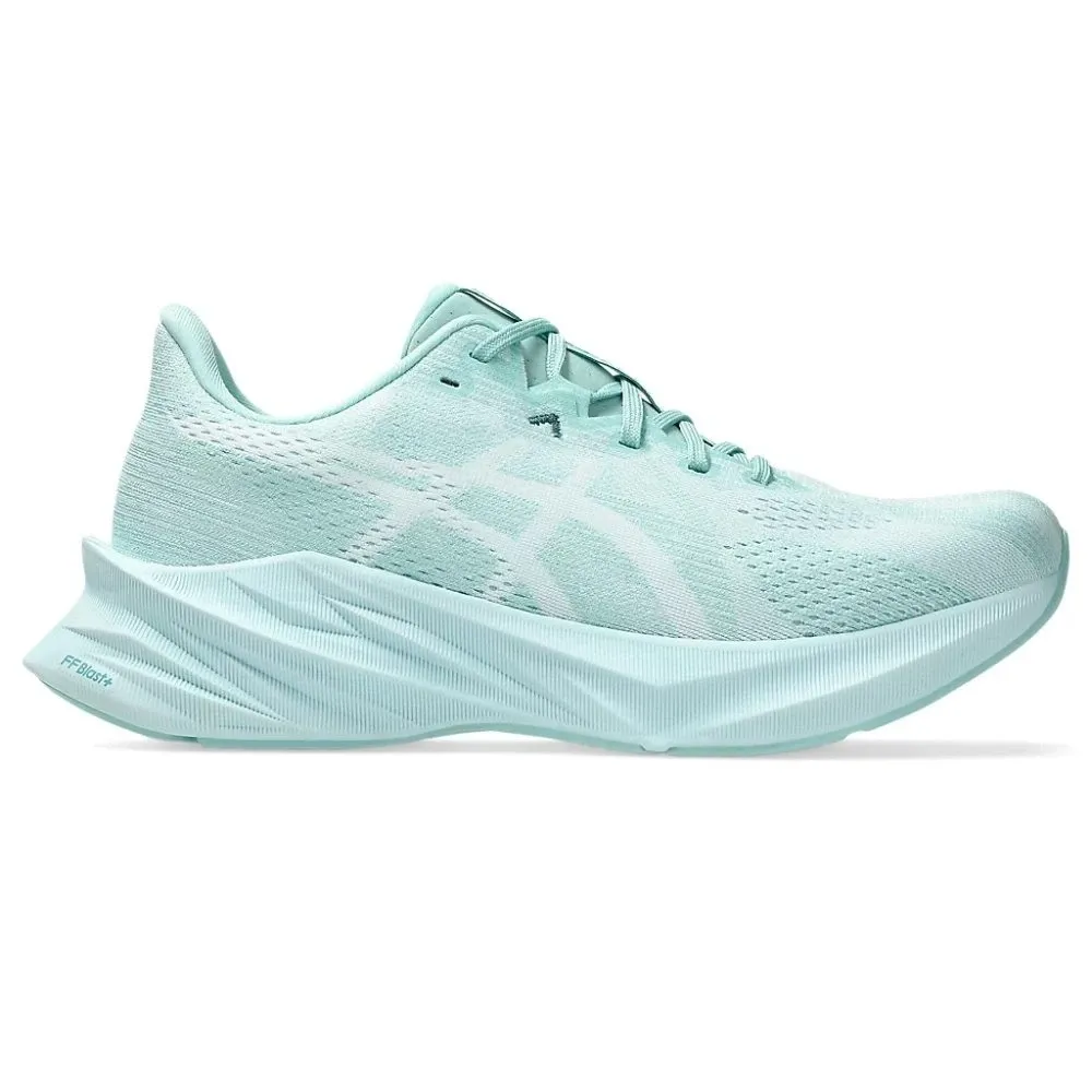 Tênis Asics Dynablast 5 Feminino Azul vista lateral direita com cabedal em mesh respirável e entressola com tecnologia FF Blast+