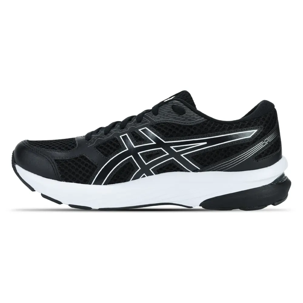 Tênis Asics Gel-Nagoya ST masculino preto, perfil lateral direito, entressola branca com unidade GEL visível.