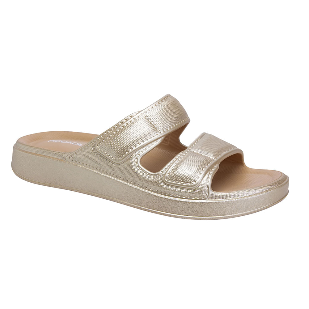 Tamanco-Feminino-Rasteiro-Ortopedico-Piccadilly-Dourado