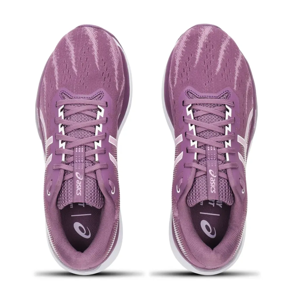 Vista superior do tênis Asics Gel Hypersonic 5 roxo mostrando conforto interno