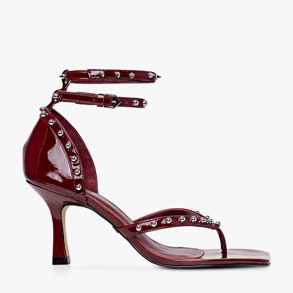 Sandália Salto Fino Carrano Feminina Vinho Couro 8,5cm Paquetá