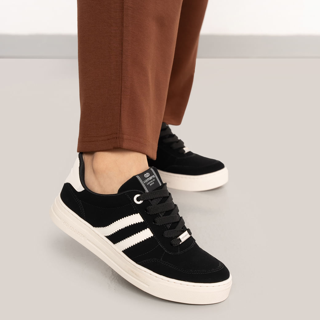 Marte Plataforma Tenis Via Marte Preto E Branco Tênis Feminino