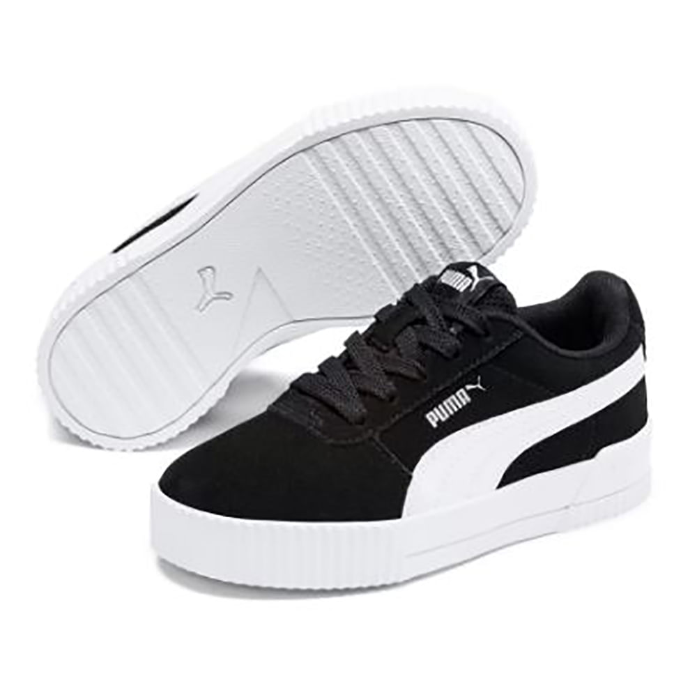 Tênis Puma Carina 3.0 SD vista lateral destacando faixa branca e logo Puma