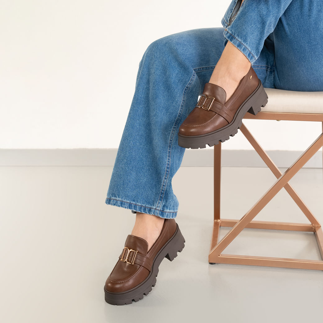 Mocassim Casual Dakota Loafer Tratorado Feminino Café Paquetá