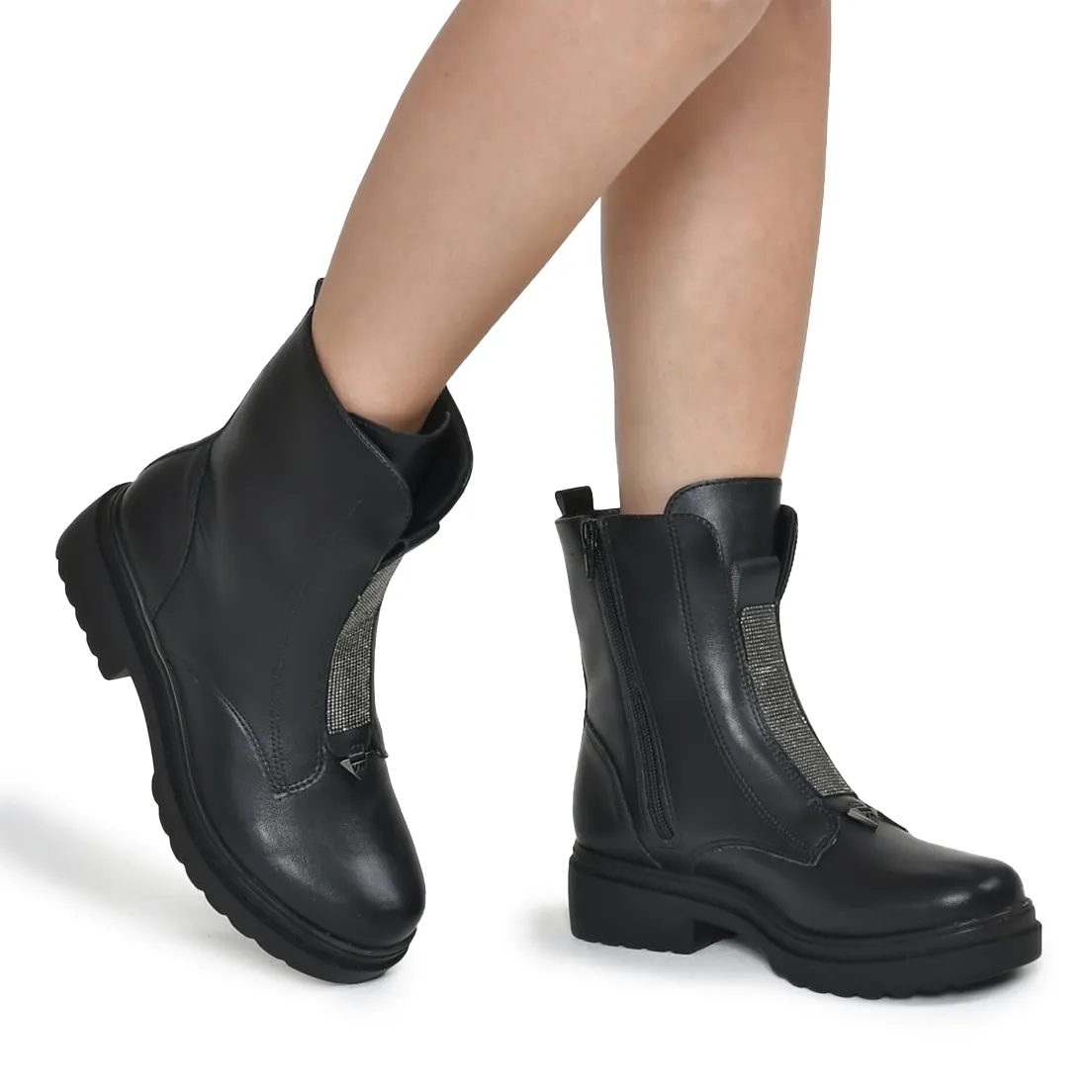 Via Marte Bota De Cano Baixo Preta Bota Via Marte Cano Curto