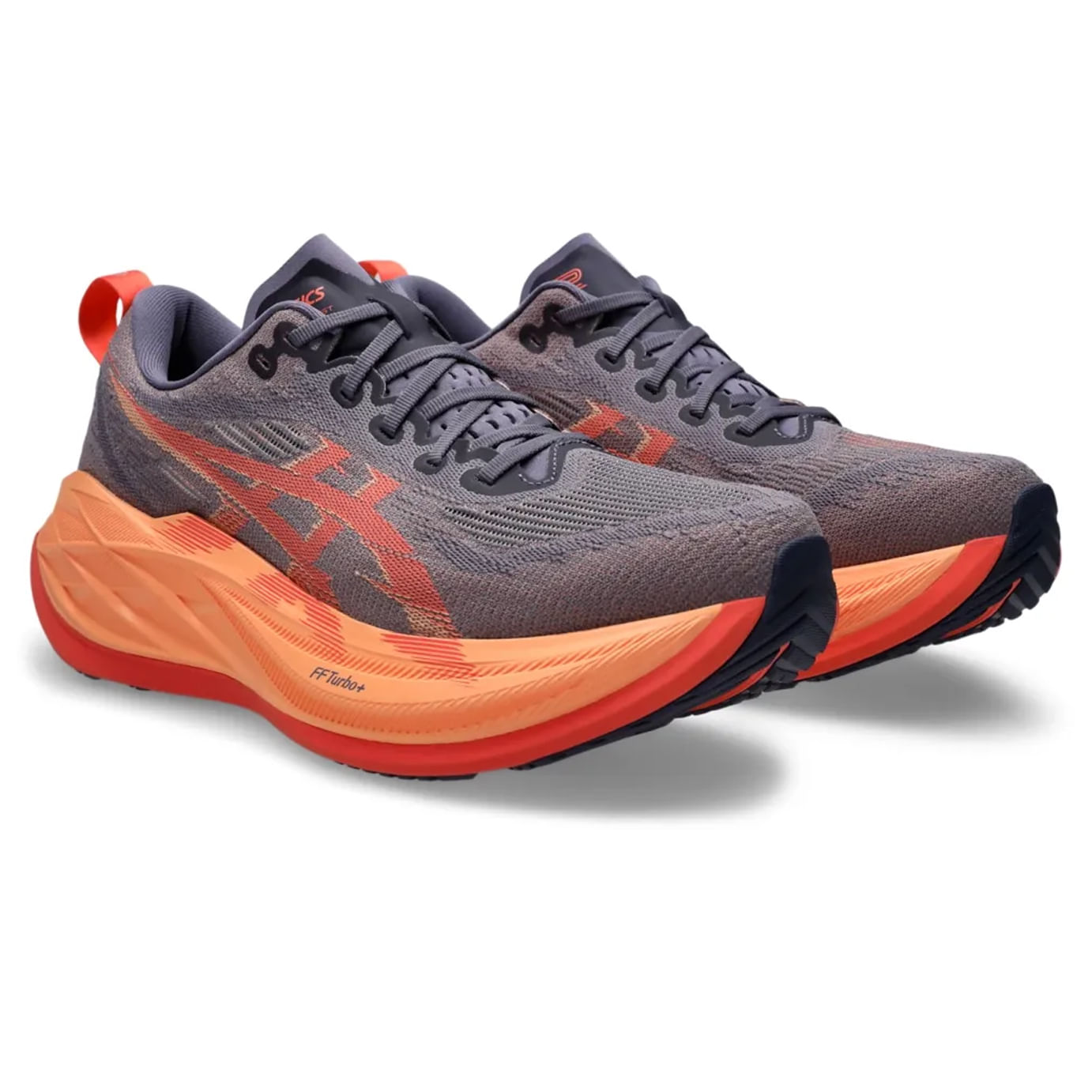 Tênis Asics Superblast 2 masculino roxo vista frontal com cadarço cinza