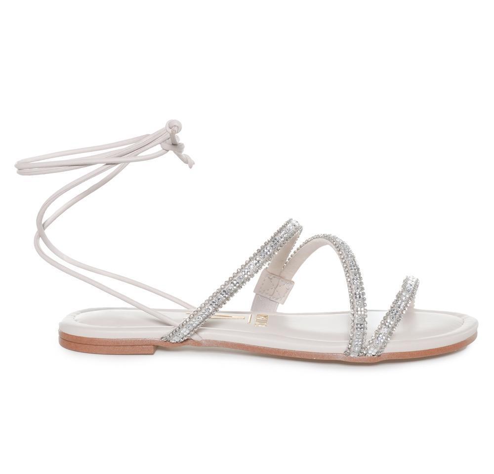 Sandália Rasteira Tira Pedras Branca Vizzano Feminina Paquetá