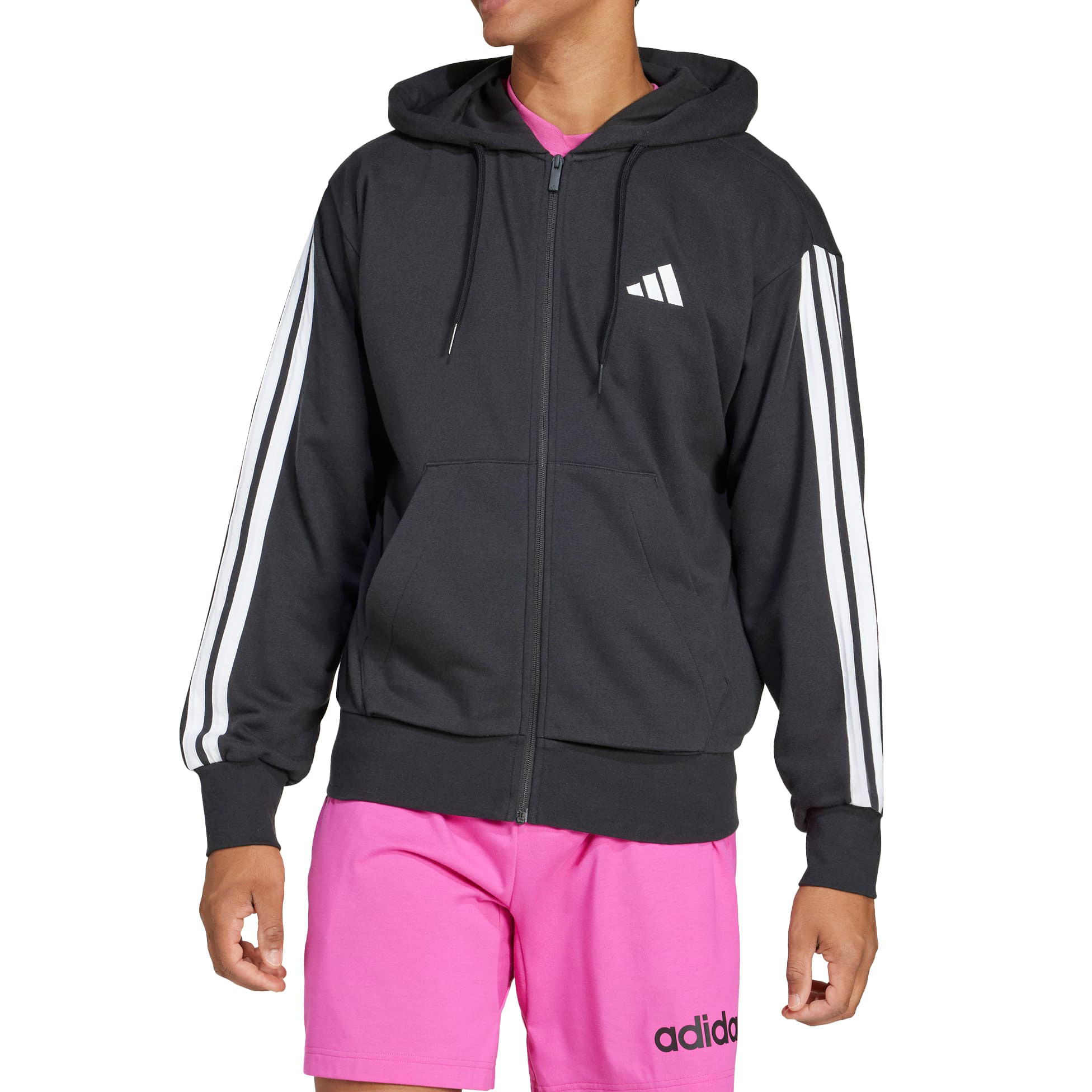 Moletom Adidas Zíper Essentials Três Listras Masculino Preto