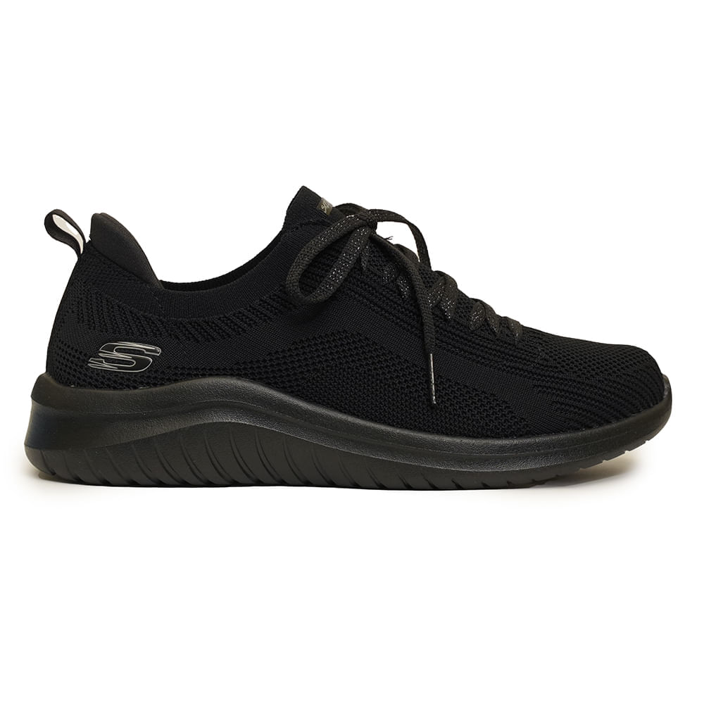 Tênis Casual Preto Ultra Flex 2.0 Skechers Feminino vista frontal