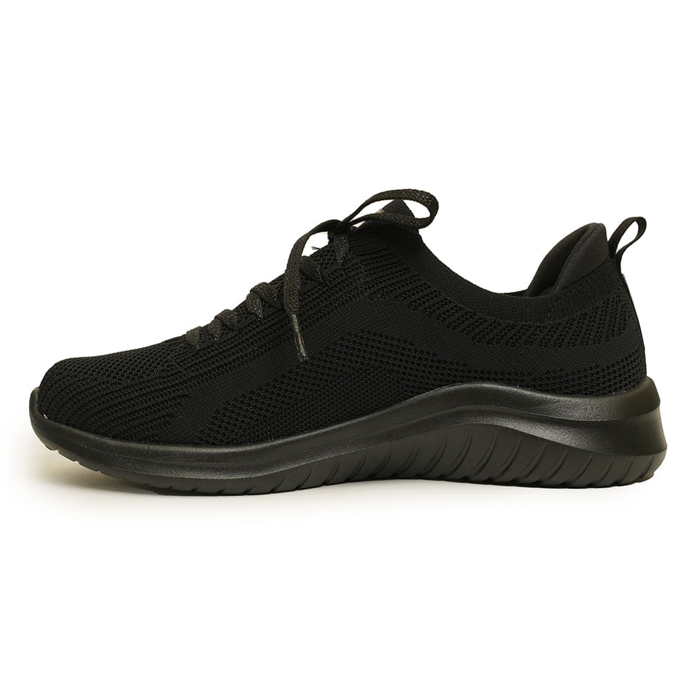 Tênis Casual Preto Ultra Flex 2.0 Skechers Feminino vista lateral