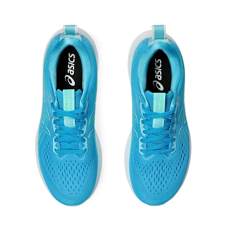 Visão superior do tênis esportivo Asics Glideride Max masculino azul aqua