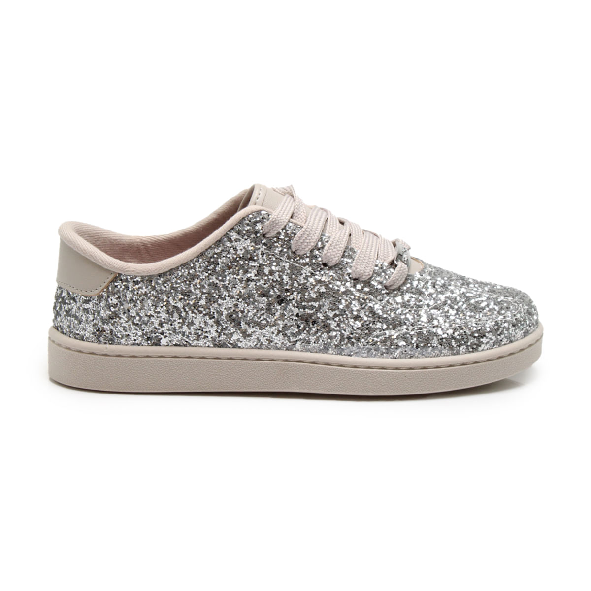 Tênis Casual Molekinha Maxxi Glitter Infantil Prata Oscar