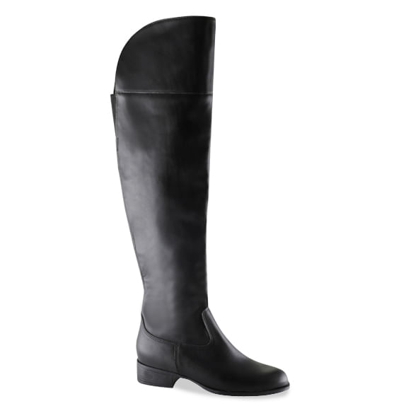 Bota Montaria Via Uno Over Feminina Preta Cano Alto Salto Baixo