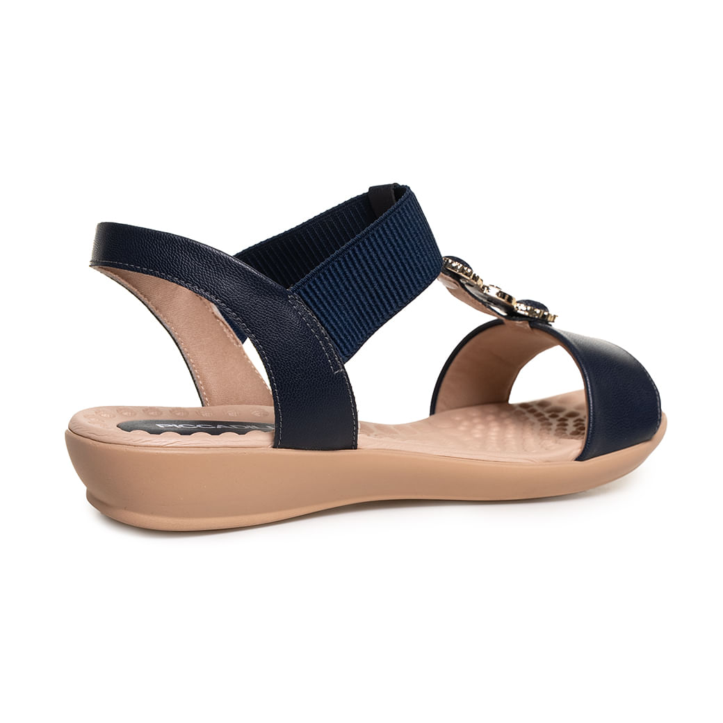 Sandália navy feminina com elástico canelado vista lateral esquerda.