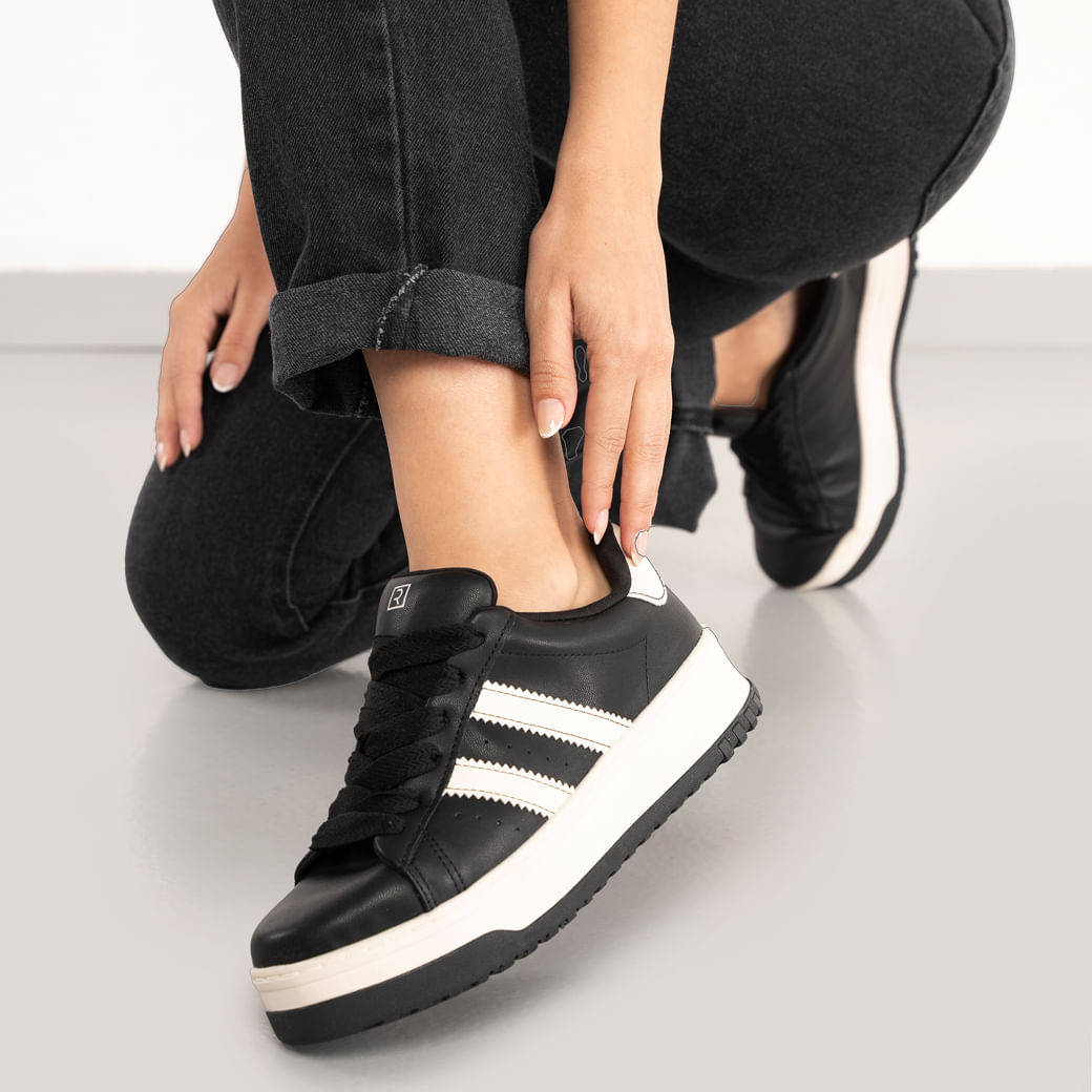 Tênis Ramarim Sola Alta Feminino Preto Confortável e Estiloso Oscar