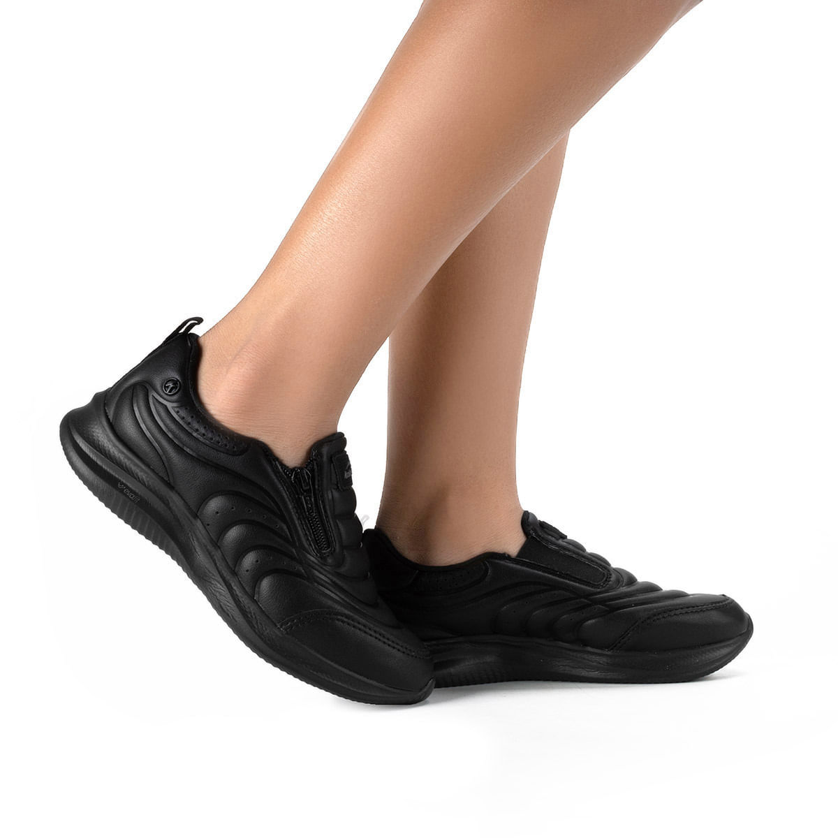 Tênis Casual Kolosh Zíper Feminino Masculino Preto Oscar