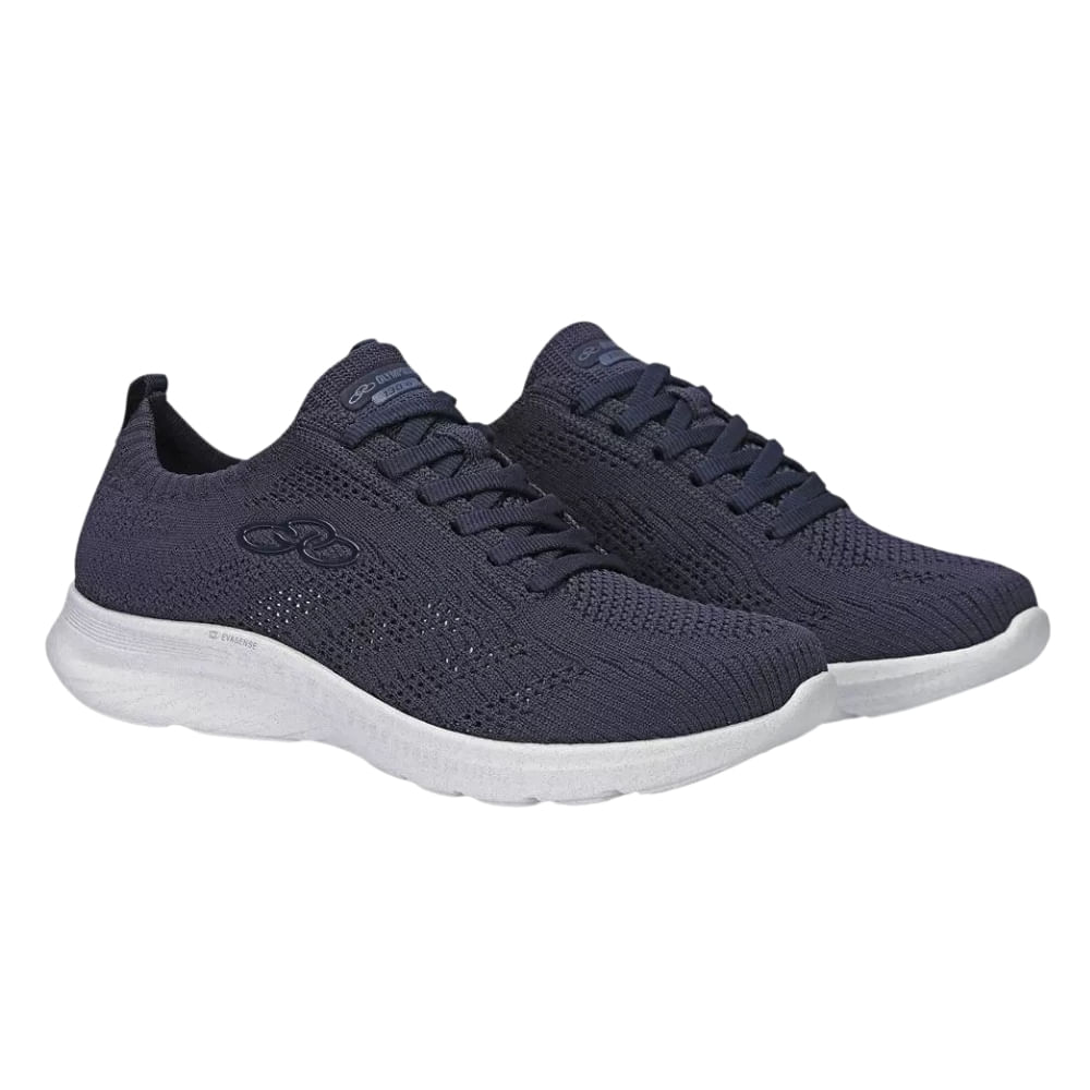 Tênis Olympikus Ultraleve 130G Caminhada Marinho vista frontal lateral tecido knit respirável