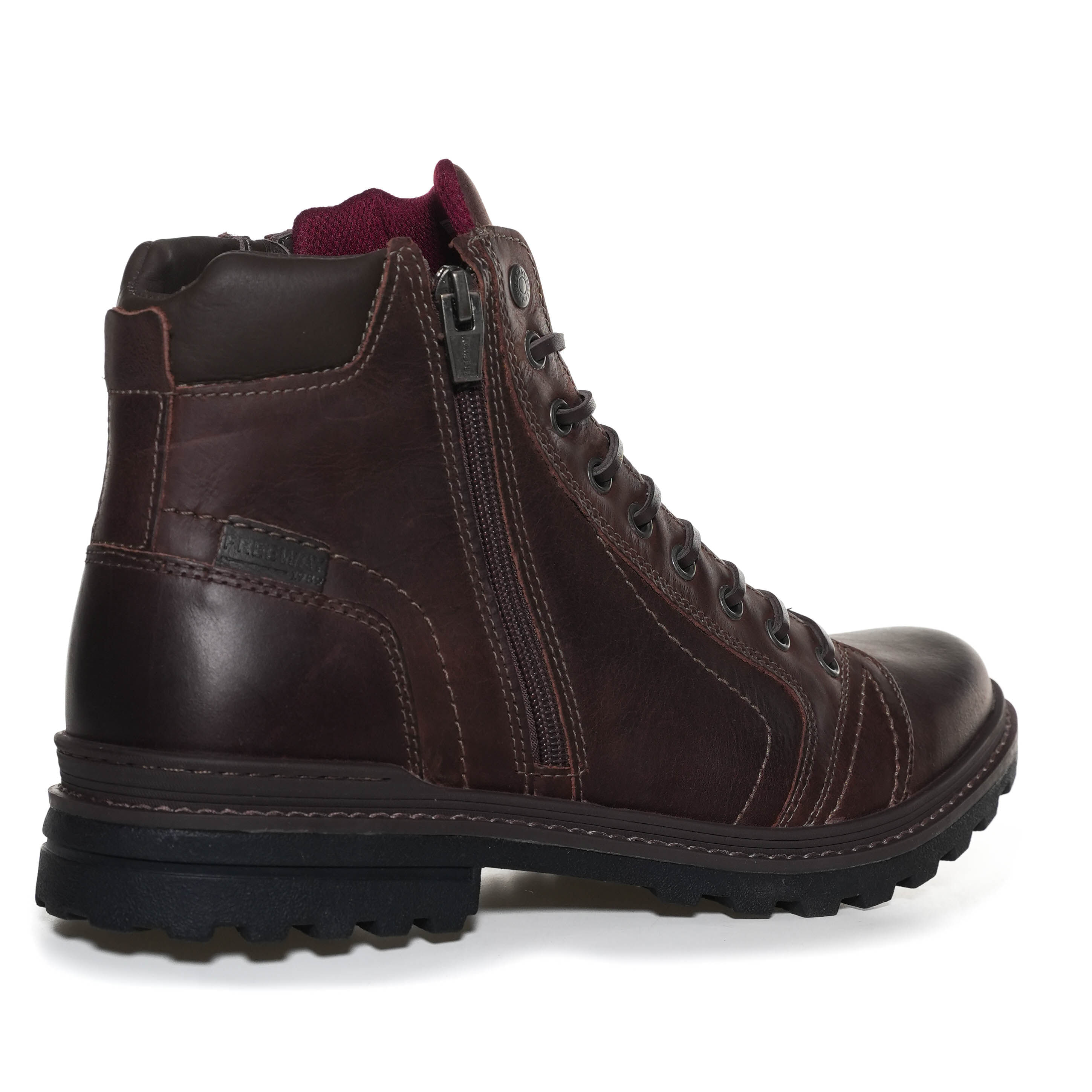 Bota Masculina Cadarço Zíper FreeWay Couro Marrom Cano Curto Paquetá