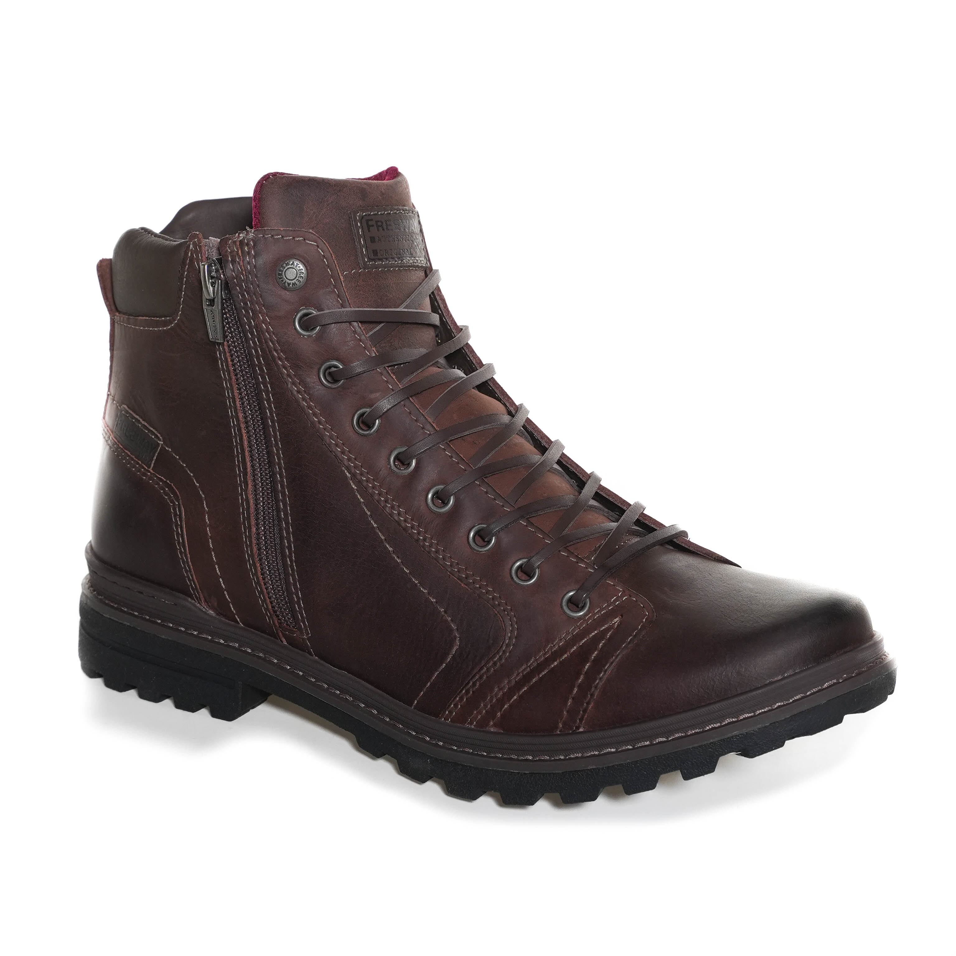 Bota Masculina Cadarço Ziper FreeWay Marrom-1739306812864
