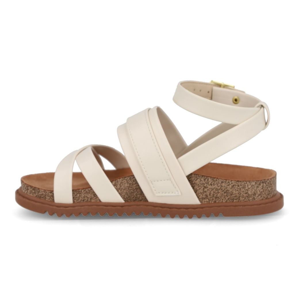 Sandália casual infantil feminina branco off vista lateral esquerda com fivela dourada