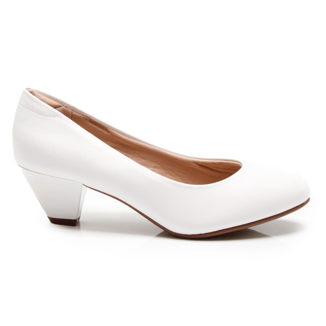 Scarpin Modare Stretch Feminino Branco em napa com salto baixo