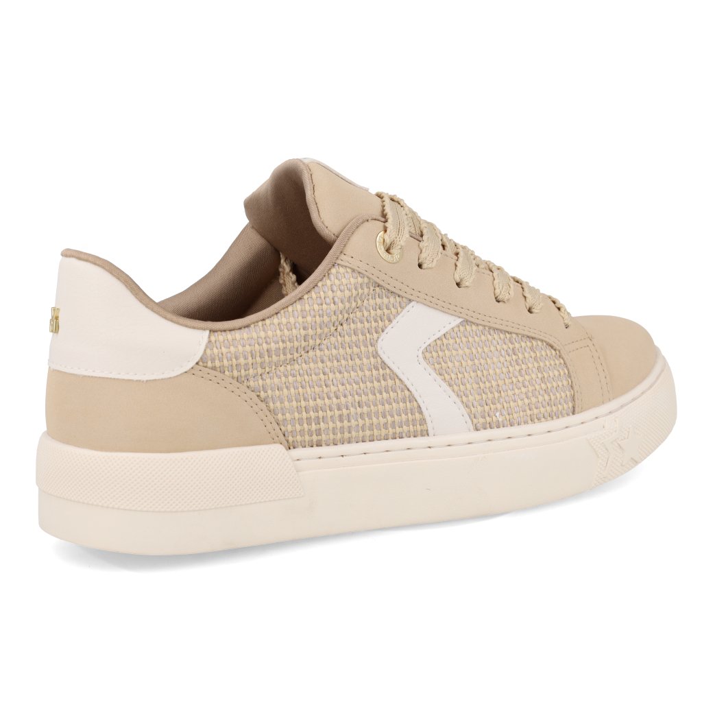 Tenis-feminino-casual-Via-Marte-Amaretto-Nobuck-lateral-direita-bege-e-branco