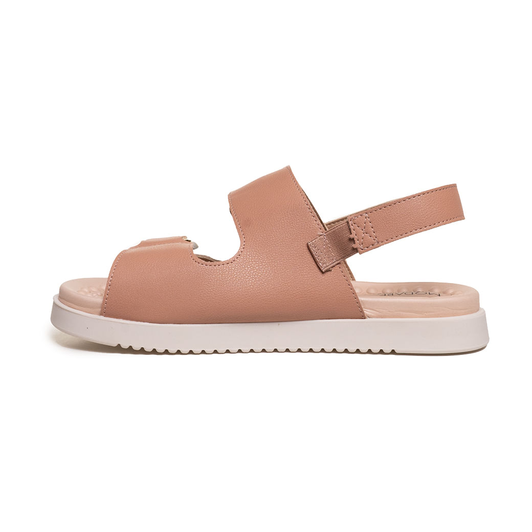 Sandália nude casual feminina Modare vista lateral com fundo branco