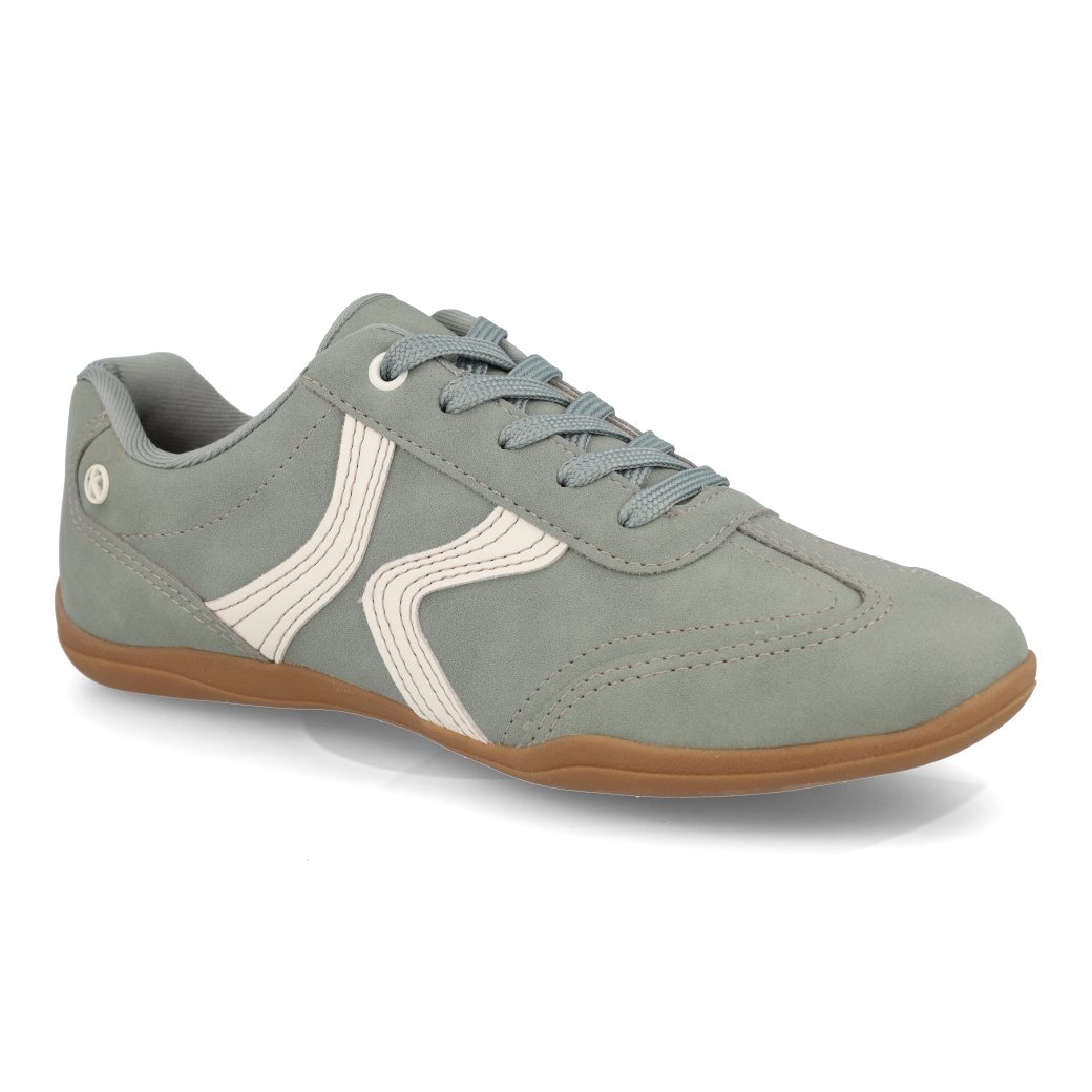 Tenis-casual-feminino-Kolosh-Manjericao-em-verde-com-detalhes-creme-vista-frontal-direita