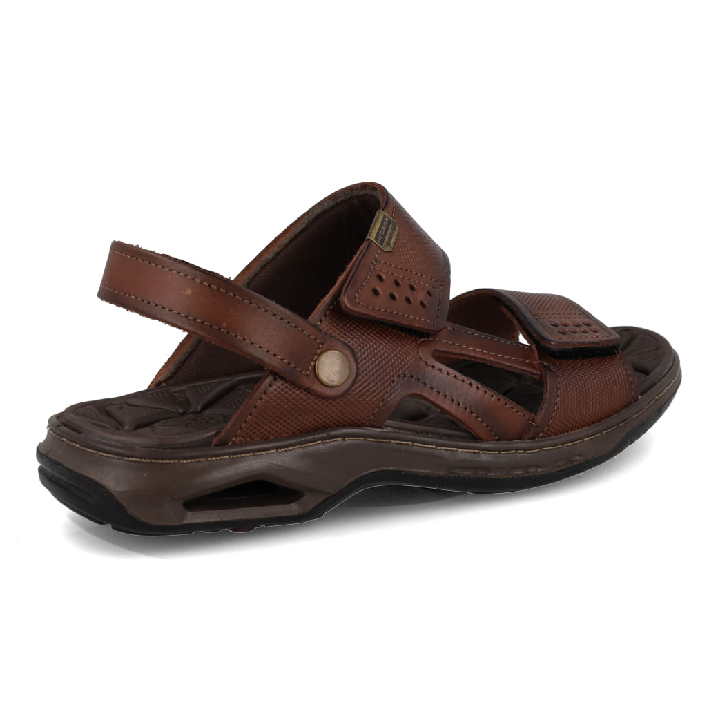 Sandália Pegada masculina couro anilina pinhão com velcro PGD 133206-02 vista lateral esquerda.