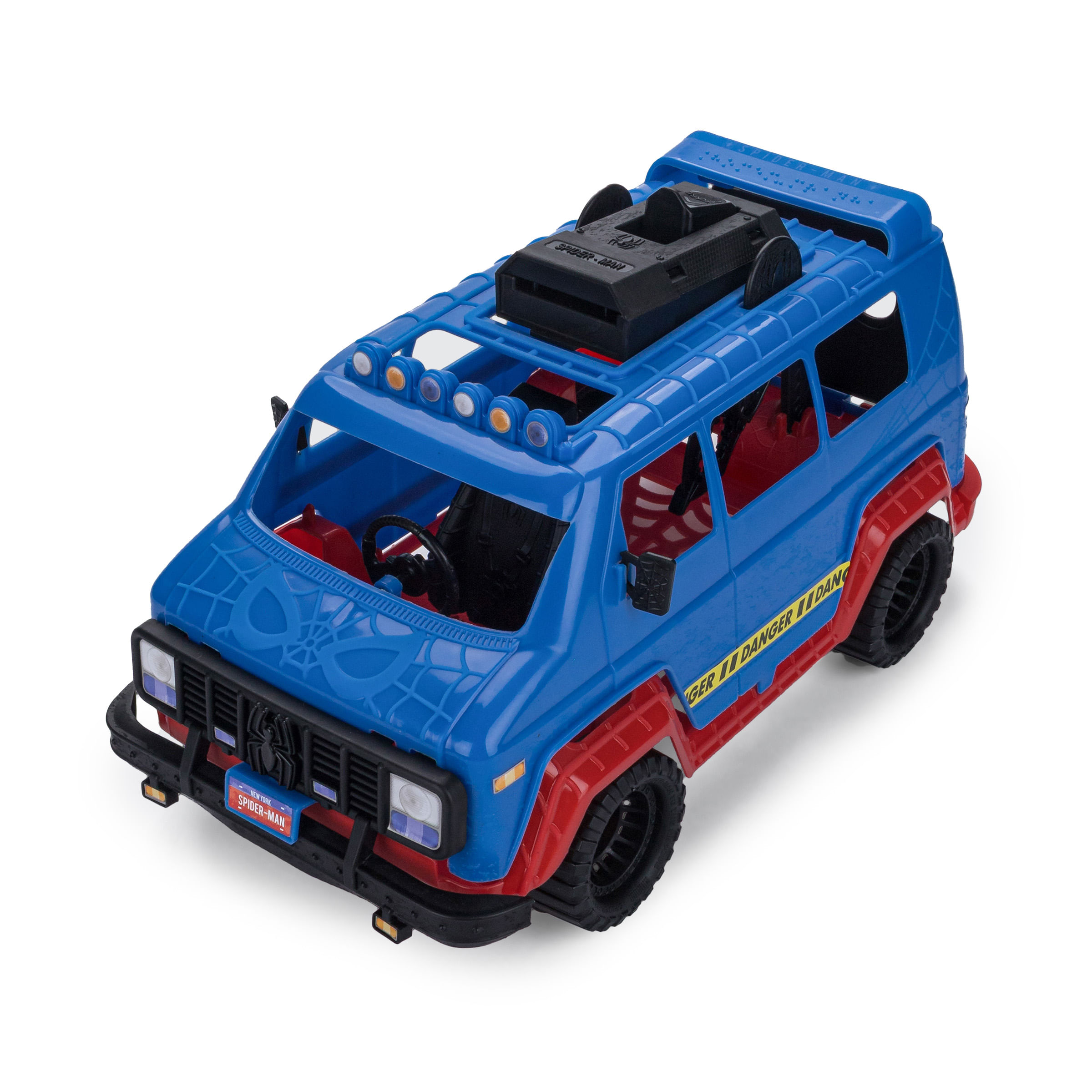 Visão lateral da papete Grendene Kids Homem-Aranha mostrando tiras e solado azul